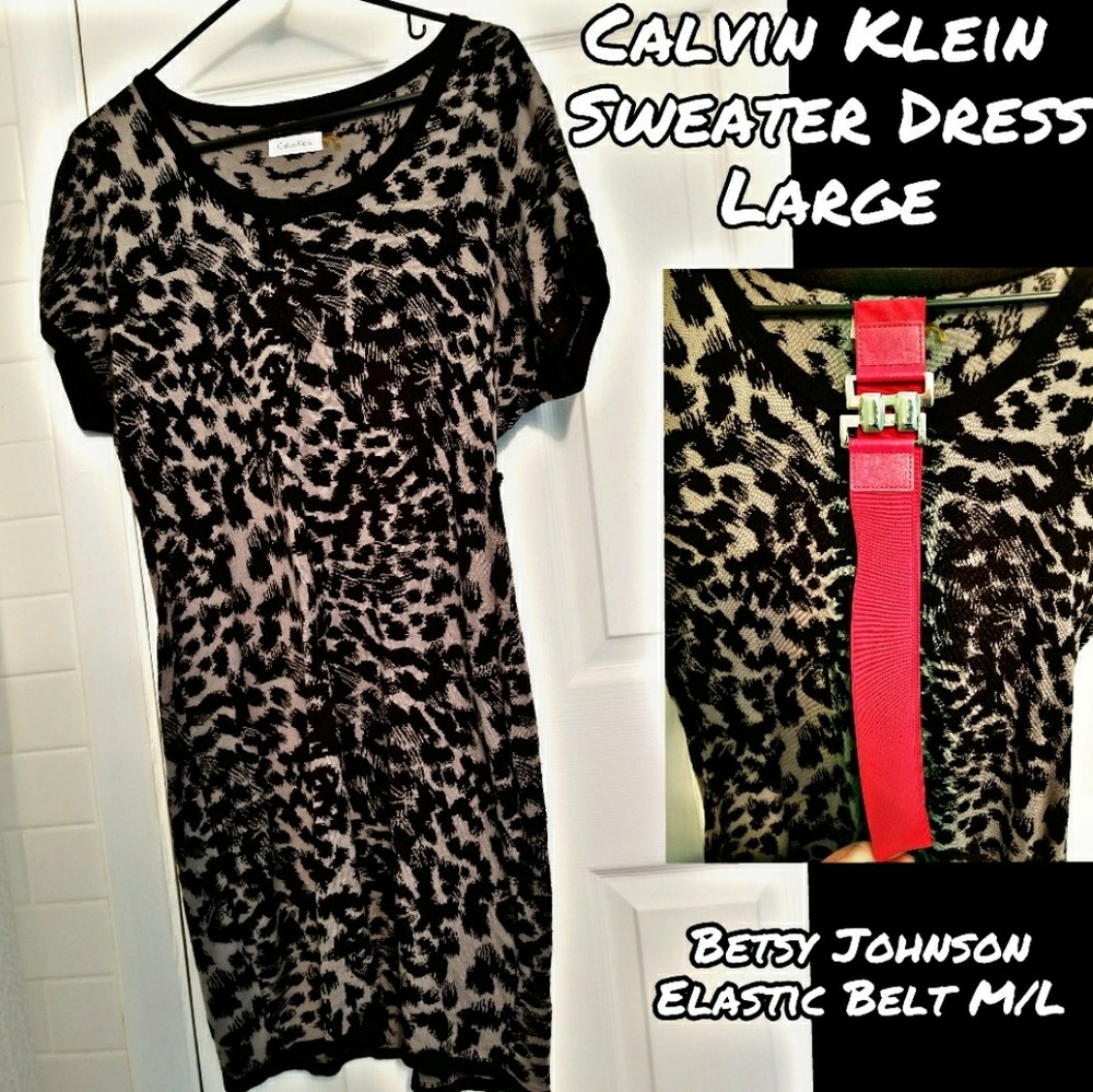 *SOLD* Calvin Klein Sweater Dress w Belt L